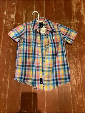 GAP Kids Multicolor Plaid Short Sleeve Button-Up